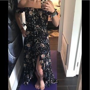 High low black floral maxi dress